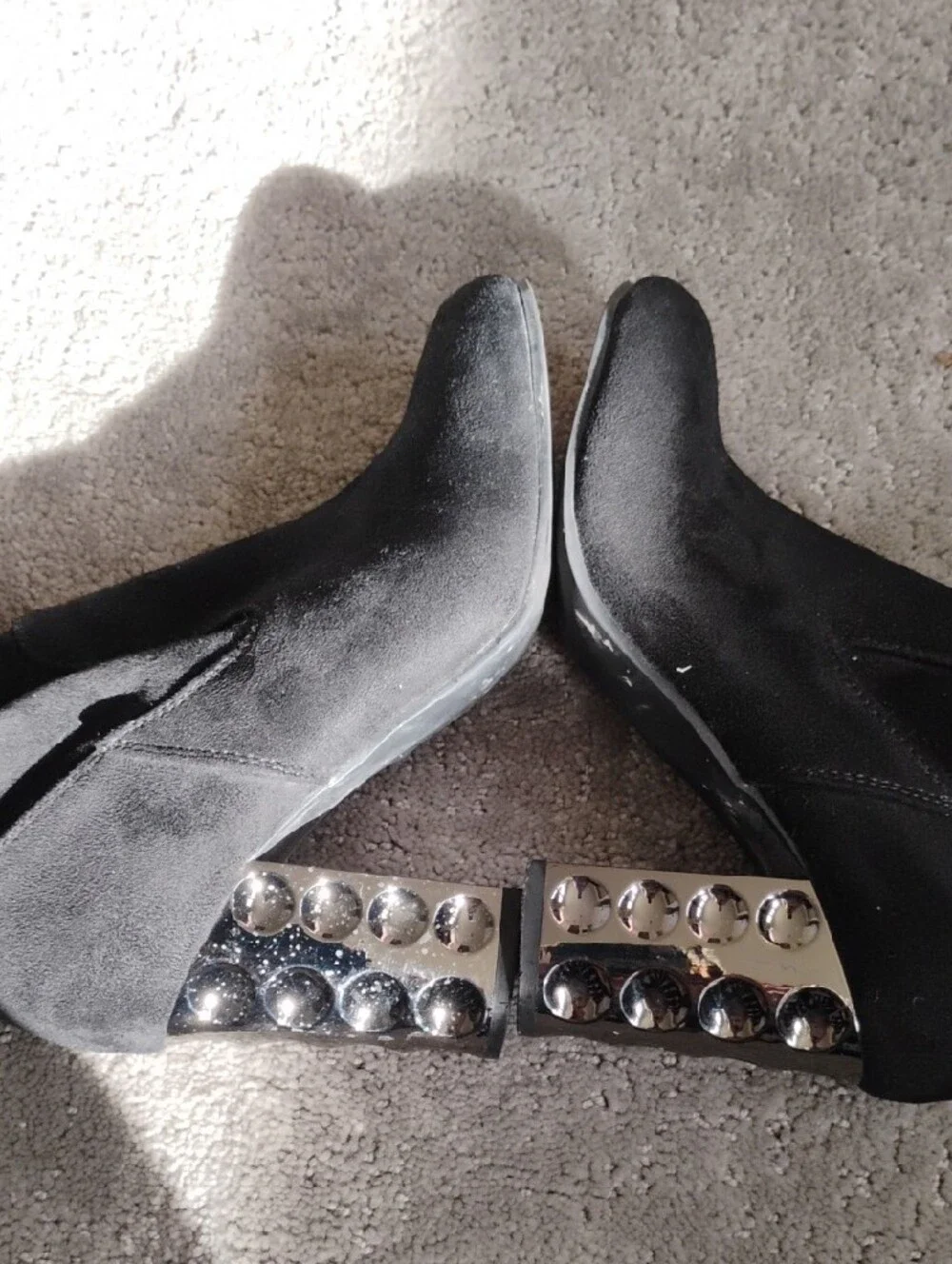 Carlos Santana Black Over-the-Knee Boots with Silver Studded Block Heel